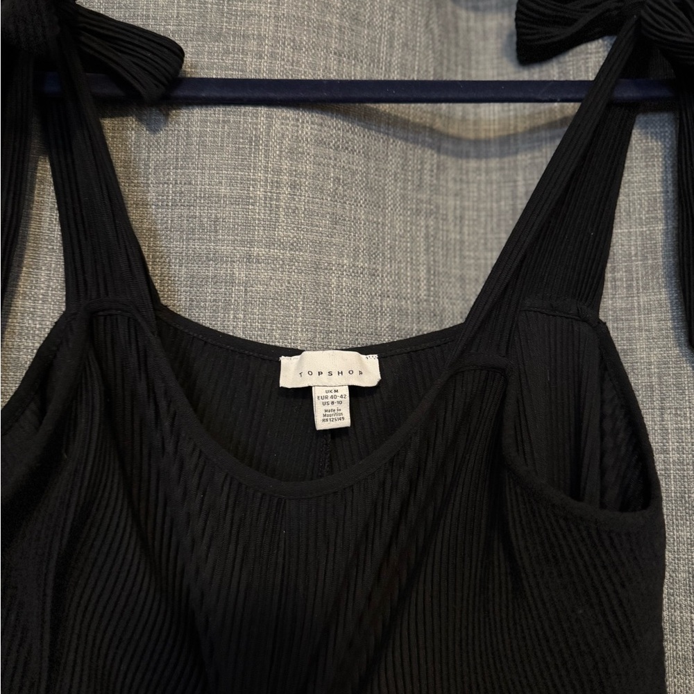 Topshop Tie Strap Ribbed Jumpsuit Black Size US 8-10